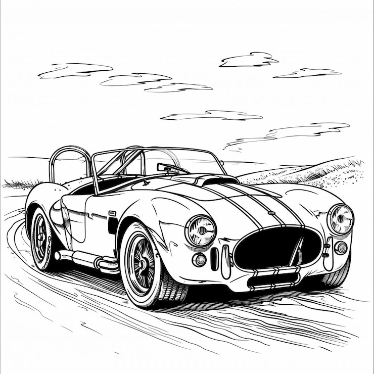Foto disegno di una pagina da colorare per auto per bambini