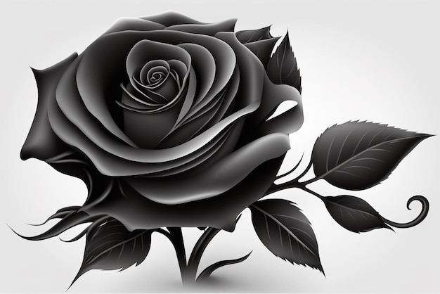 disegno di una rosa nera su sfondo bianco