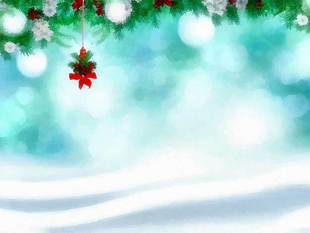 Disegno digitale di natale natura sfondo dipinto su carta stile