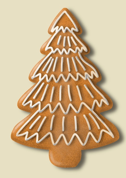 Disegno fatto a mano del biscotto di Natale dei biscotti di Natale decorati sotto forma di un'illustrazione disegnata a mano dell'albero di Natale