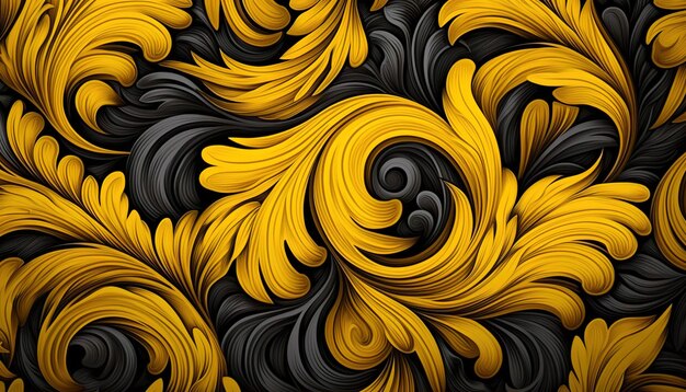 Disegno floreale giallo e nero senza cuciture