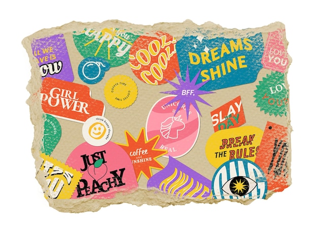 Disegno funky adesivo png carta strappata sfondo trasparente