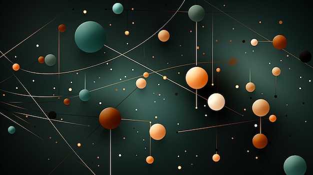 Disegno geometrico astratto a linee e punti in verde e marrone