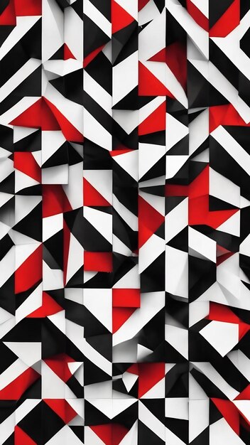 Disegno geometrico bianco e nero con un quadrato rosso