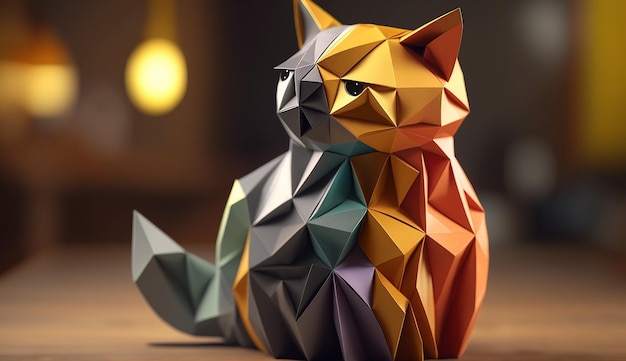 Disegno geometrico poligonale astratto colorato del gatto immagini Immagine generata dall'intelligenza artificiale