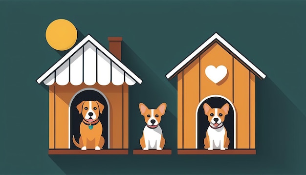 Disegno grafico di cabine per cani in stile moderno