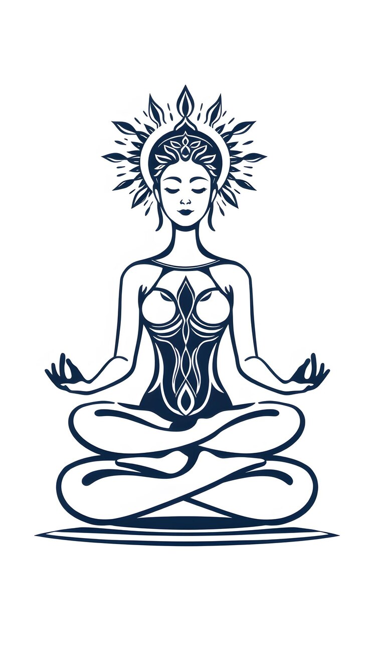 Foto disegno grafico meditazione yoga zen isolato con highlight bianchi