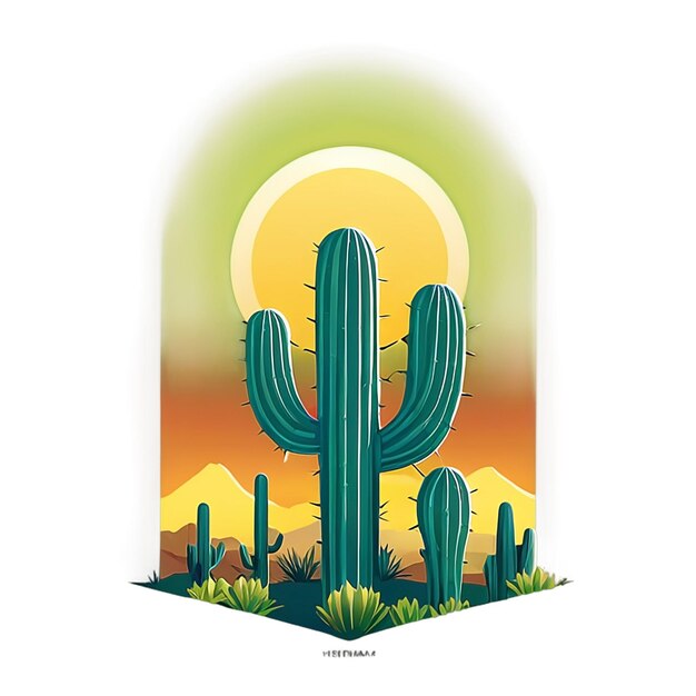 Disegno illustrativo di cactus in bianco sullo sfondo