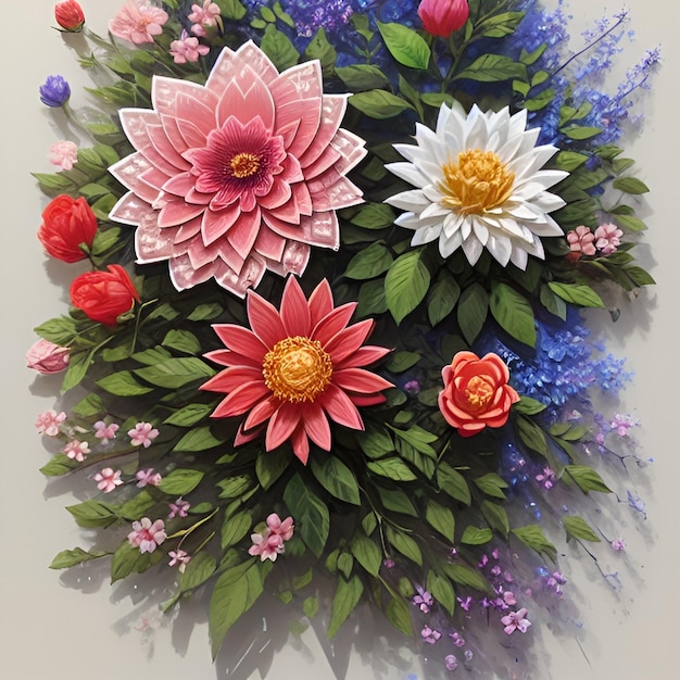 Disegno illustrativo di fiori colorati