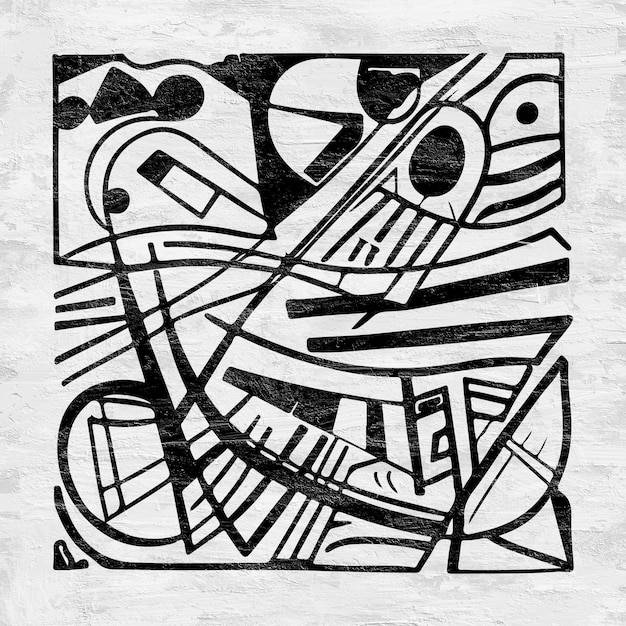 Disegno in bianco e nero Arte minimalista astratta Kandinsky Ispirato Quadro stampabile su tela stampabile