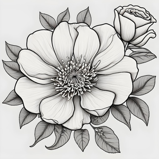 disegno in bianco e nero di un fiore
