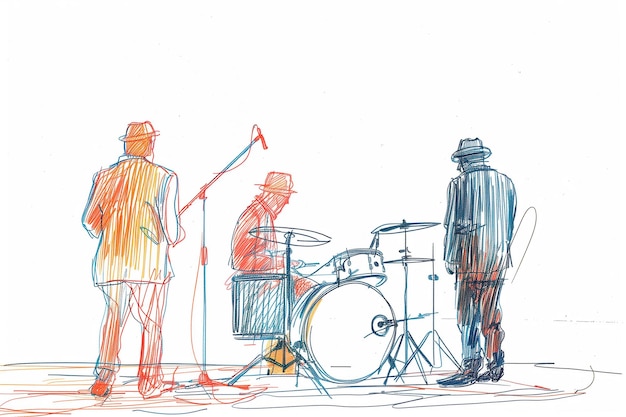 Disegno in linea continua del gruppo di musica jazz Giorno della musica Giorno internazionale del jazz