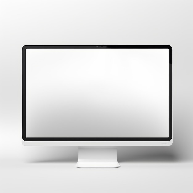 Disegno industriale monitor di computer bianco luminoso su sfondo grigio
