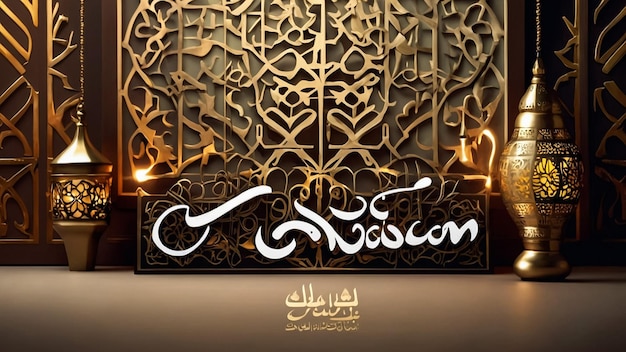 Disegno islamico di Ramadan Kareem con modello arabo e calligrafia per il poster di invito al menu