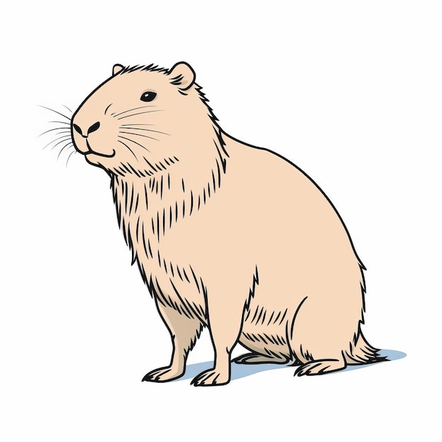 Disegno minimalista a linea singola di Capybara realistico su sfondo bianco