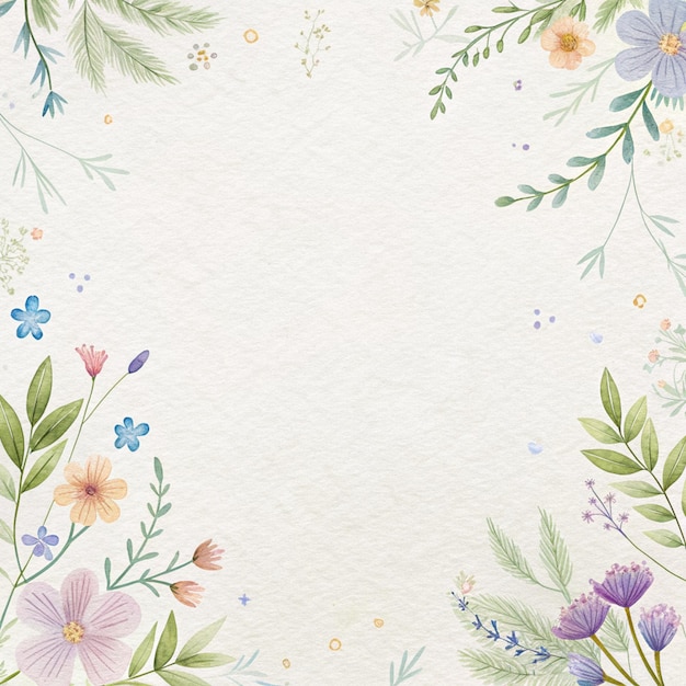 Disegno minimalista con fiori estivi pastelli su sfondo bianco texturato