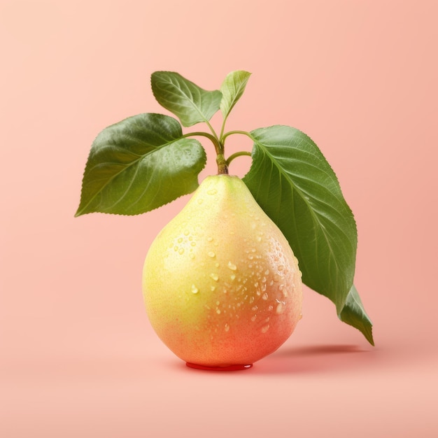 Disegno minimalista di guava con colori pastello su uno sfondo giallo chiaro