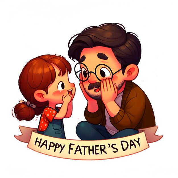 Disegno modello di Happy Fathers Day Foto di padre e figlio di cartone animato insieme Generato da AI