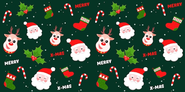 Disegno natalizio con Babbo Natale e cervi