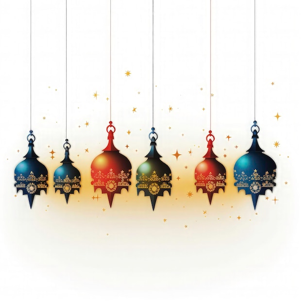 Disegno per il nuovo anno islamico con un poster di lanterna appeso