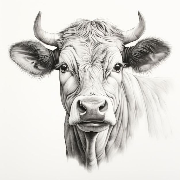 Disegno realistico e dettagliato di una testa di mucca di Carissa Johansson
