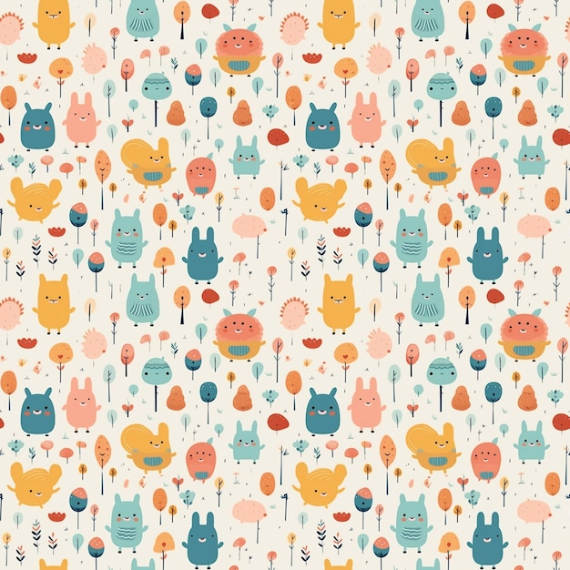 Disegno senza cuciture con cuori e linee tematiche per bambini