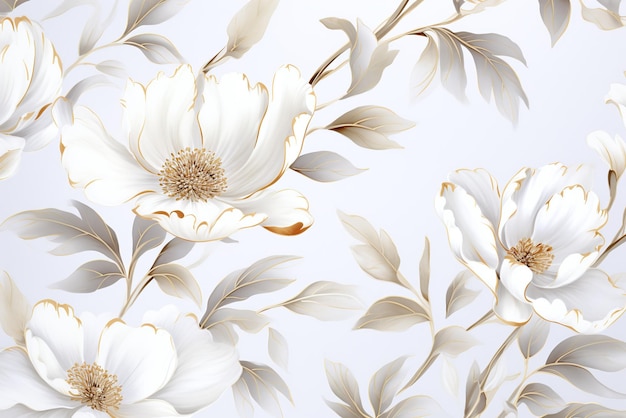 Disegno senza cuciture con fiori di magnolia bianchi su uno sfondo chiaro