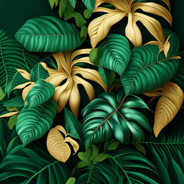 Disegno senza cuciture con foglie tropicali sullo sfondo o con consistenza