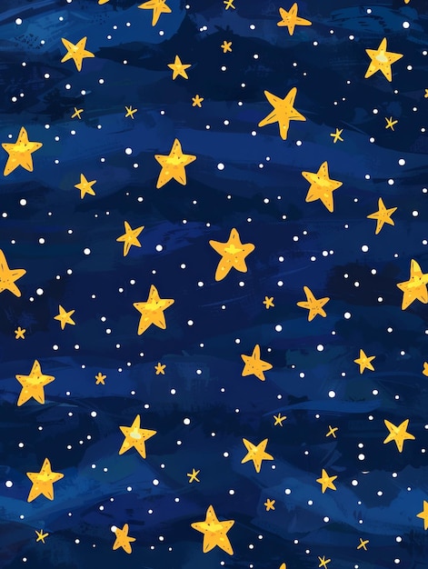 Disegno senza cuciture con le stelle nel cielo notturno