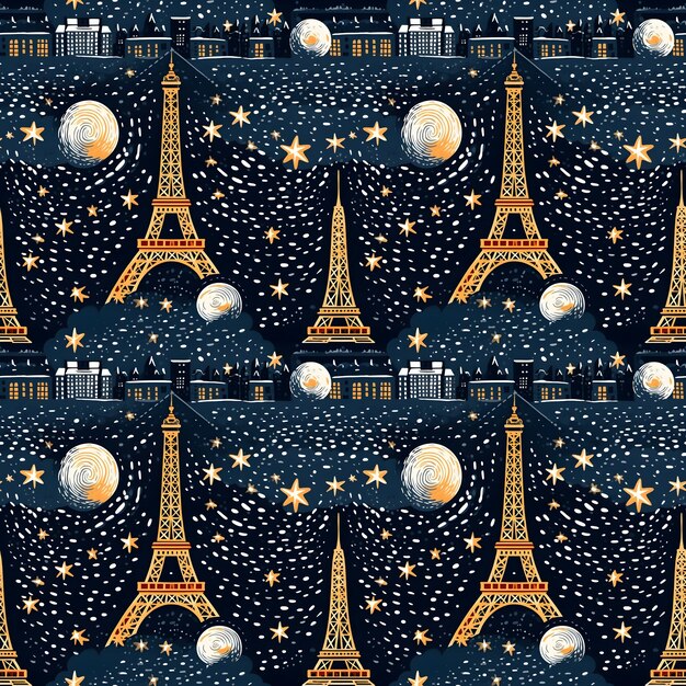 Disegno senza cuciture della Torre Eiffel di Natale