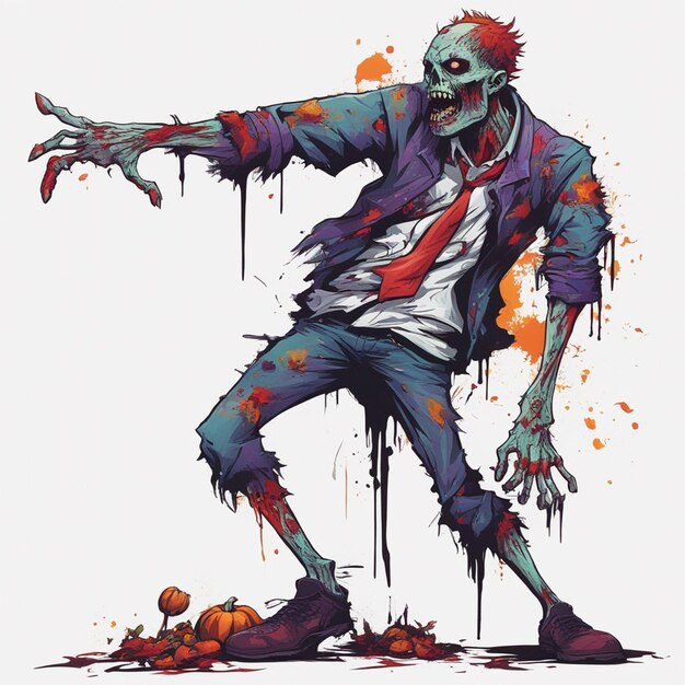 Disegno spaventoso di magliette zombie