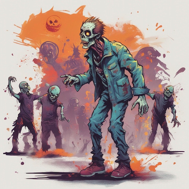 Disegno spaventoso di magliette zombie