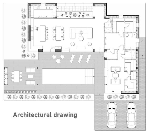 Disegno su uno sfondo bianco. Sfondo architettonico, poster, cartello