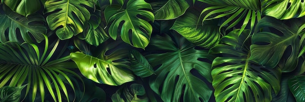 Disegno tropicale con bellissime foglie di palma monstera d'epoca scura d'illustrazione