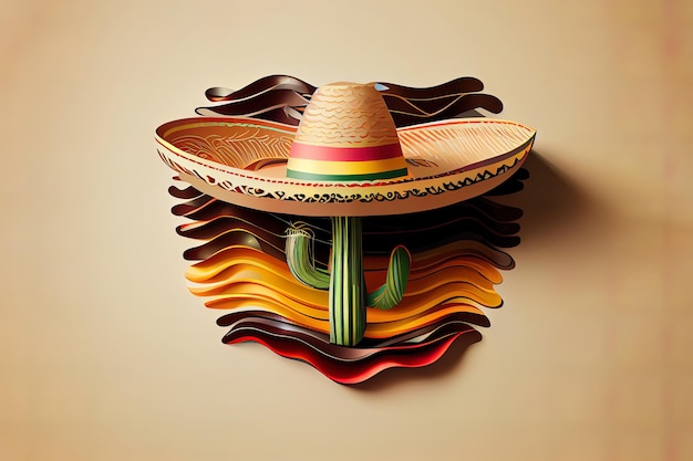 Disegno vettoriale Cinco De Mayo con sombrero Generative Ai