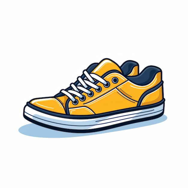 Disegno vettoriale di scarpe da ginnastica gialle in stile cartone animato