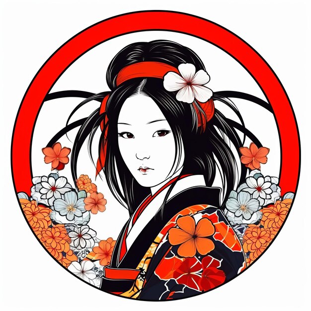 disegno vettoriale ragazza kimono anime per maschera di ritaglio t-shirt