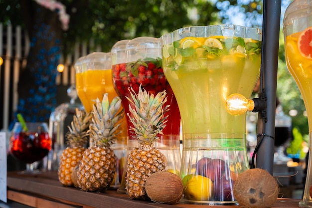 Dispensatori d'acqua a infusione di frutta con ambiente tropicale