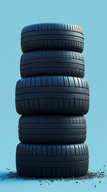 Display 3D giocoso e unico di tre pneumatici impilati e sparsi Vertical Mobile Wallpaper