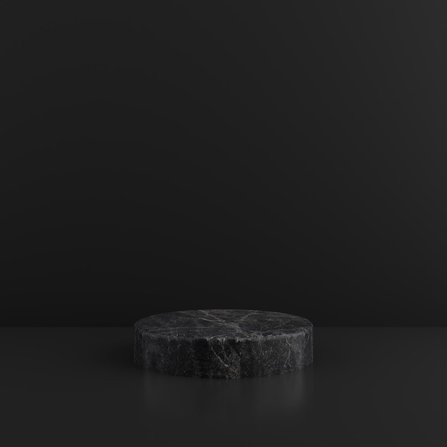 Display a podio o piedistallo minimalista in marmo semplice con sfondo di colore scuro per il rendering 3d della presentazione del prodotto