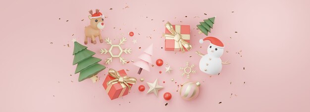 Display banner 3d per la presentazione di prodotti e cosmetici con il concetto di buon Natale e anno nuovo