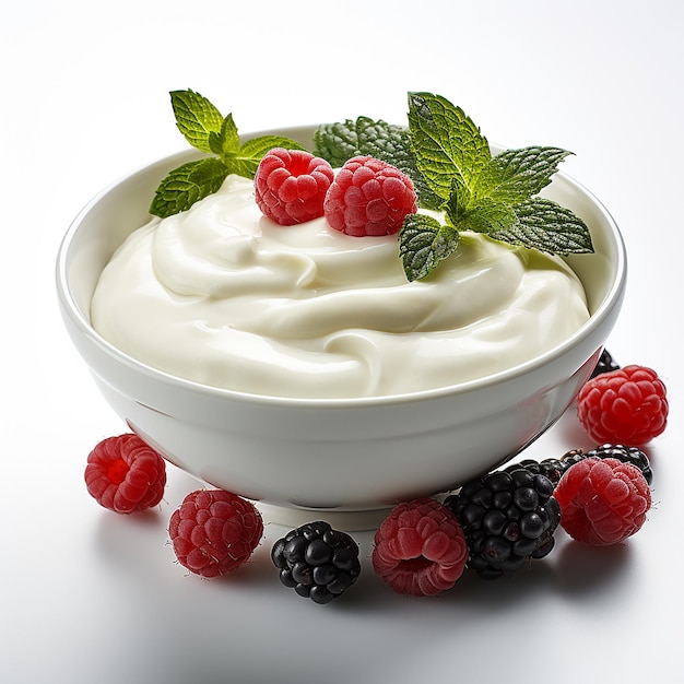 Display bianco immacolato di yogurt cremoso