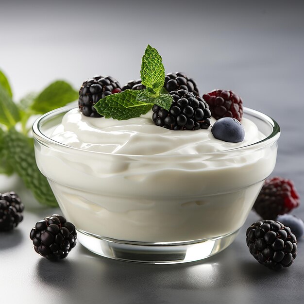 Display bianco immacolato di yogurt cremoso