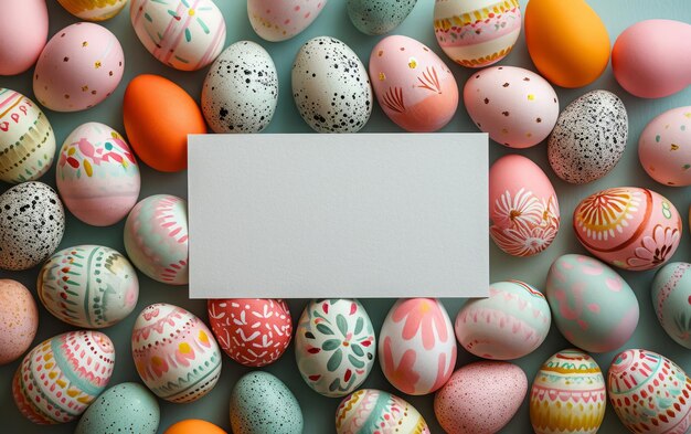 Display creativo dell'uovo di Pasqua con spazio per il testo