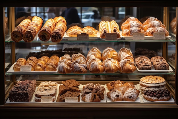 Display da forno con una varietà di deliziosi pasticcini