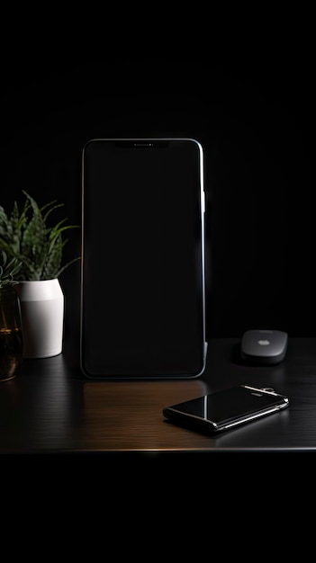 Display dello smartphone in primo piano sulla tecnologia Dark Desk e sul concetto di comunicazione