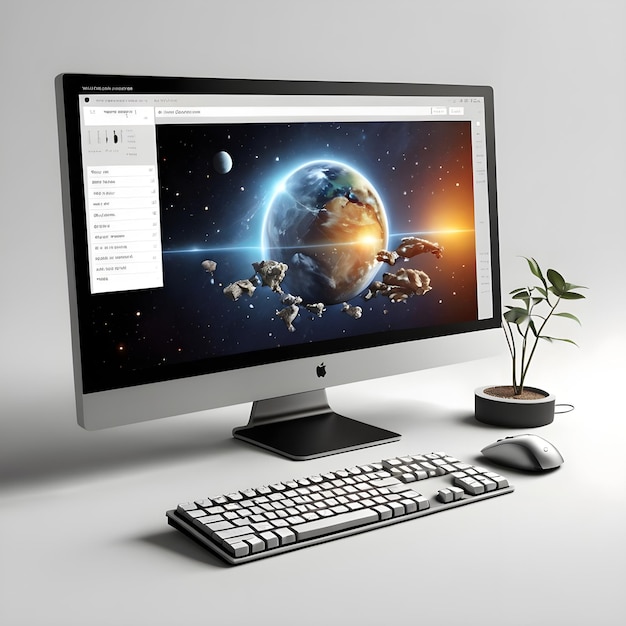 Display di monitor di computer con sfondo bianco