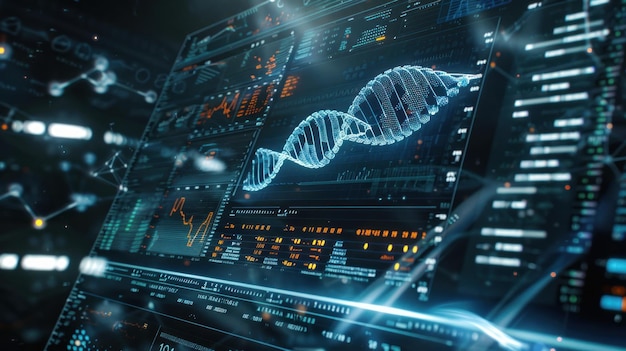 Display digitale holografico pannello di laboratorio ad alta tecnologia per molecole di DNA