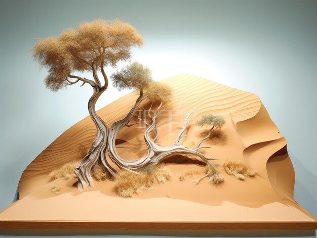 Display sul podio astratto del progetto di prodotti del deserto arabo