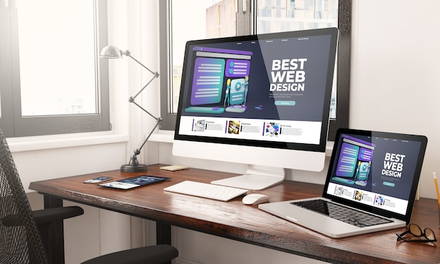 Dispositivi con rendering 3d desktop responsive web design